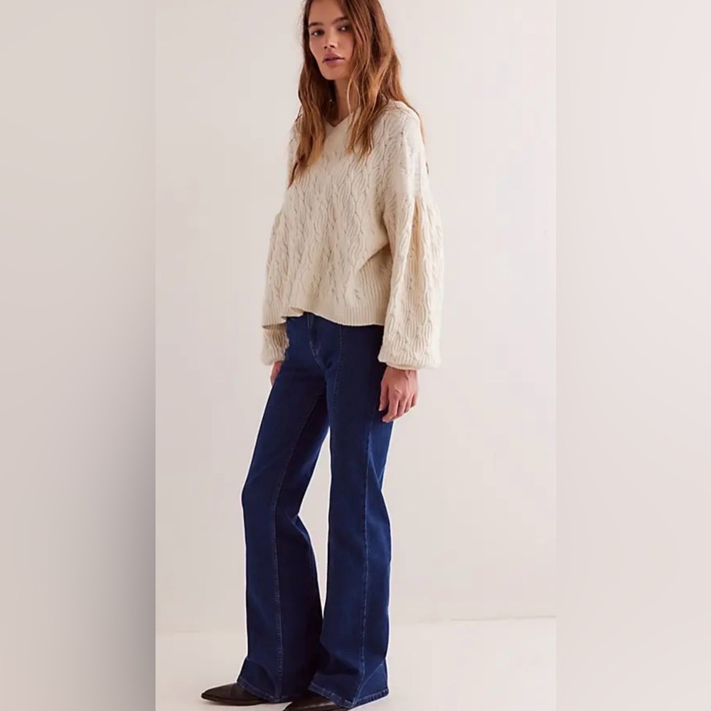 Free People Firecracker Flare Jeans We The Free Suede Stars Tarten - Picture 4 of 6